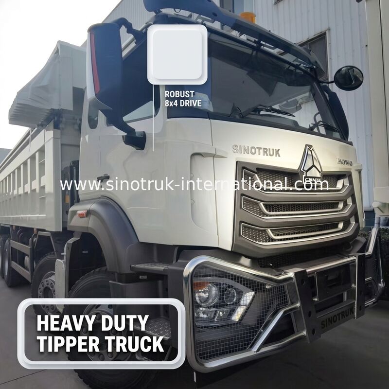 Sinotruk NX Dump Truck con motor de 371 CV, capacidad de 50-60T y tracción 8×4 para transporte pesado