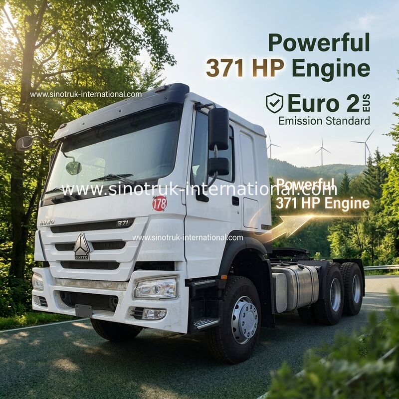 HOWO A7 Camión de tractor usado LHD 6X4 Euro 2 371 CV con dirección hidráulica asistida por potencia Blanco