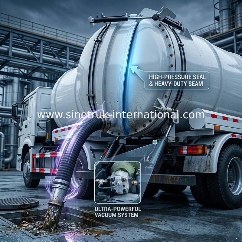 camión 6×4 del vacío de la alcantarilla de 19CBM LHD 336HP para la succión química del sedimento del tanque de las aguas residuales del aceite