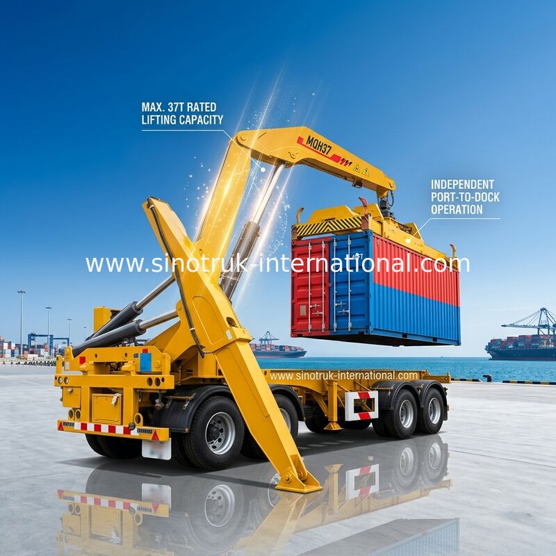 El camión del SGS montado Cranes el equipo para el remolque de 3 árboles semi que levanta el envase de los 40ft