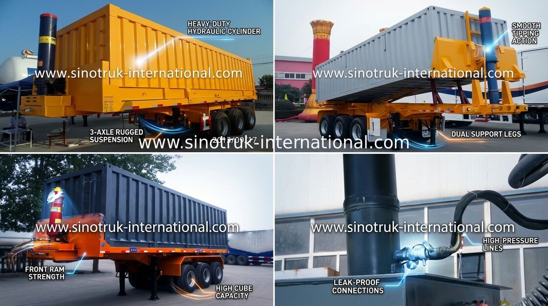 Semi árboles 70Tons 25-45CBM del camión de volquete del remolque 3 para minar/construcción
