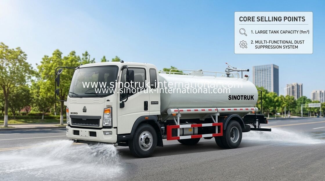 Gama de rociadura ligera del camión del tanque de la agua de SINOTRUK LHD 5-8CBM de par en par