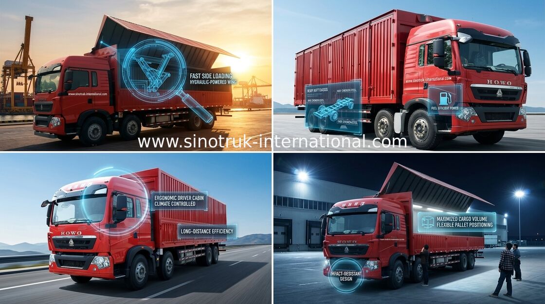 SINOTRUK HOWO T5G Wing Van Cargo Truck 8X4 12 rueda el motor Euro4 336HP del HOMBRE de LHD