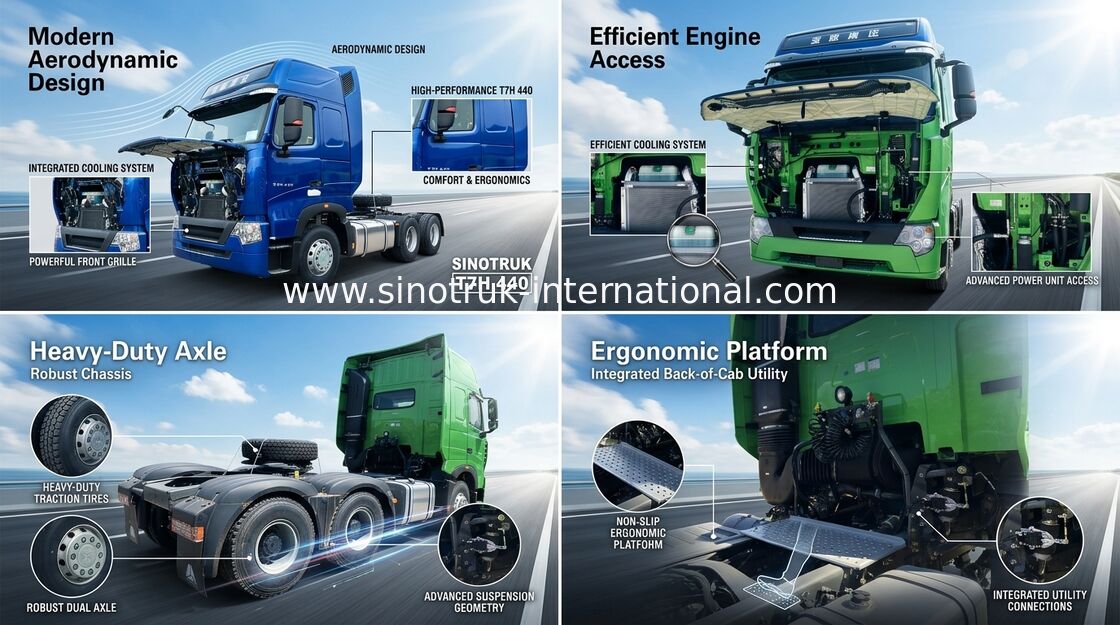 Euro internacional 4 del motor LHD 6X4 de HP del motor 440 del HOMBRE del tractor T7H del camión