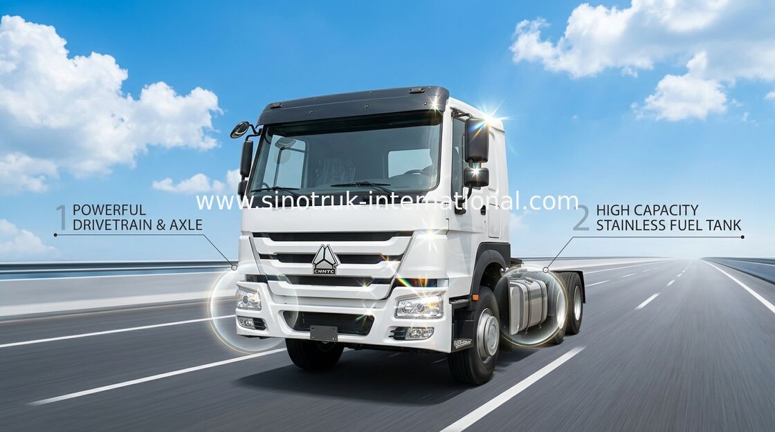 HW76 de LHD 6 x 4 336HP 10 de las ruedas HOWO del tractor seguridad de la litera del taxi del camión sola
