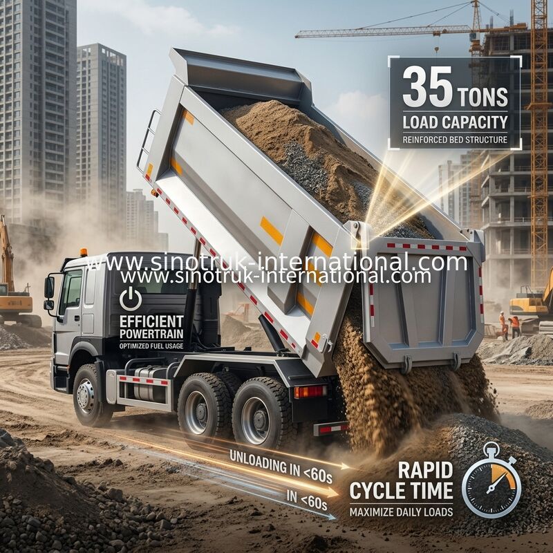 SINOTRUK HOWO 371HP 8X4 Camión de descarga de tiradores Construcción Vieja cara delantera Bumper militar para áreas mineras Dos luces de advertencia Contenedor tipo U