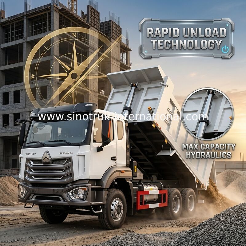 2 pasajeros Sinotruk Hohan Tipper camión de descarga Weichai Motor 6 × 4 LHD 380HP con tipo de transmisión manual