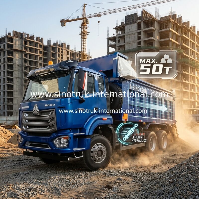 SINOTRUK HOHAN NEW HOWO 30 - 40 toneladas RHD 10 ruedas Tarpaulin para la construcción azul de alta eficiencia de elevación y descarga