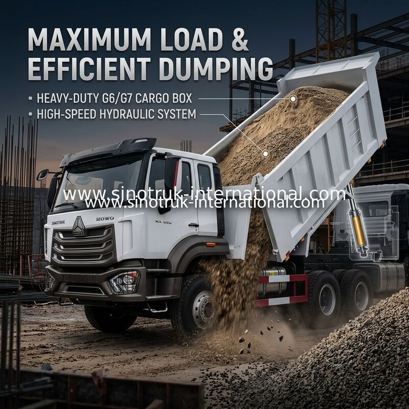 SINOTRUK HOHAN HOWO 380HP LHD camión de descarga con tirador 6X4 caja de carga de estilo patrón