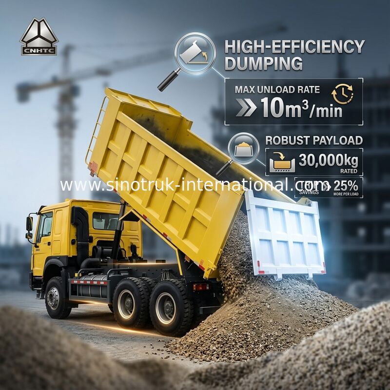 Sinotruk Howo Dump Truck 6 × 4 Lhd 10 Ruedas 20CBM Caja de carga neumáticos de minería