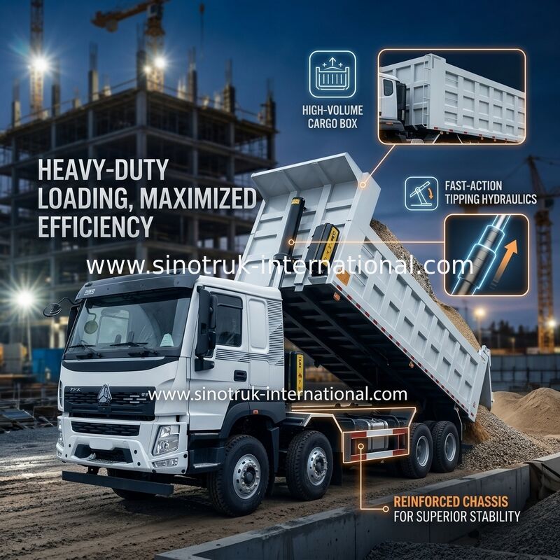 SINOTRUK HOWO 380HP camión de descarga de volante 12 ruedas LHD 31 toneladas 20-30CBM V7-X Cabina