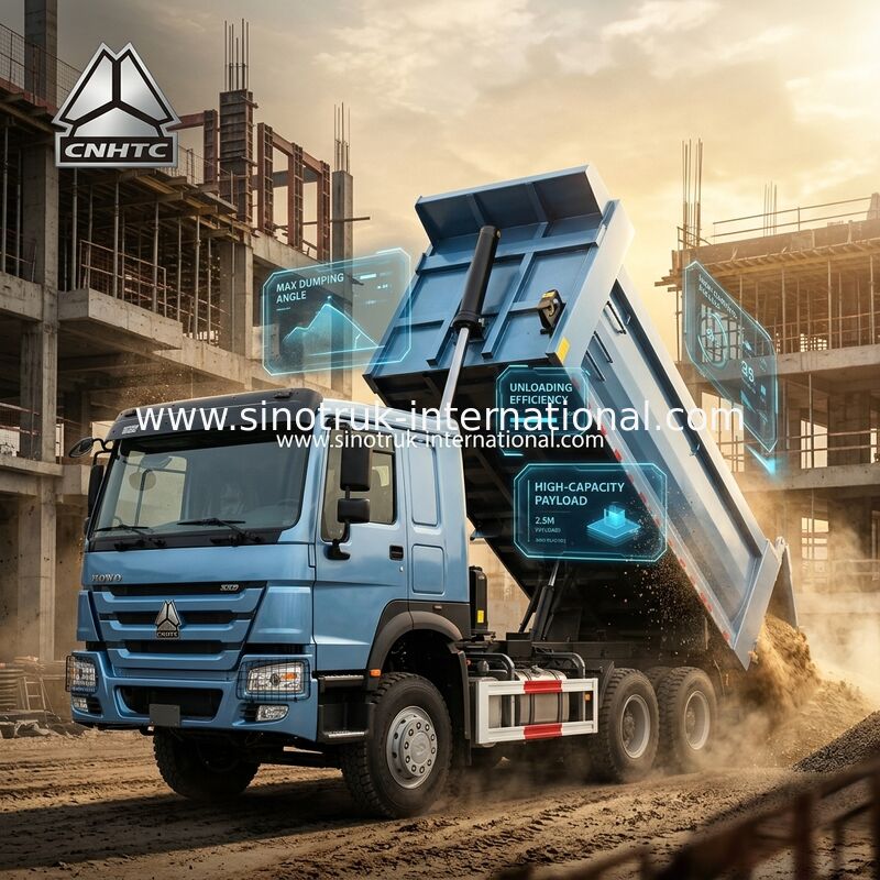 Volquete azul con tolva en U (20CBM, 6×4, 380CV): Ventajas destacadas para una descarga rápida de material