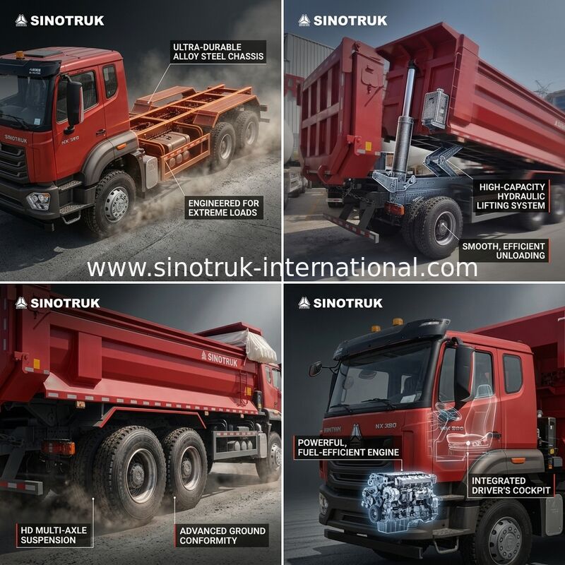 Sinotruk Hohan Nuevo camión N7 8 × 4 12 ruedas 380hp Lhd o Rhd con contenedor tipo U de lonas