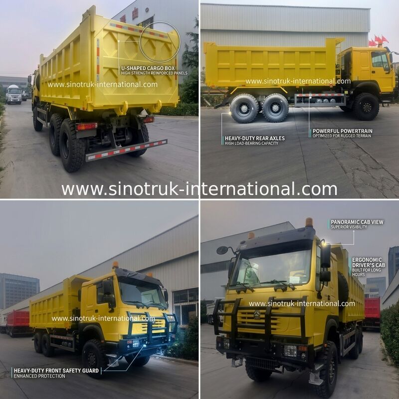 Sinotruk Howo Dump Truck 6 × 6 tracción en todas las ruedas con 14.00R20 neumático único 380 hp