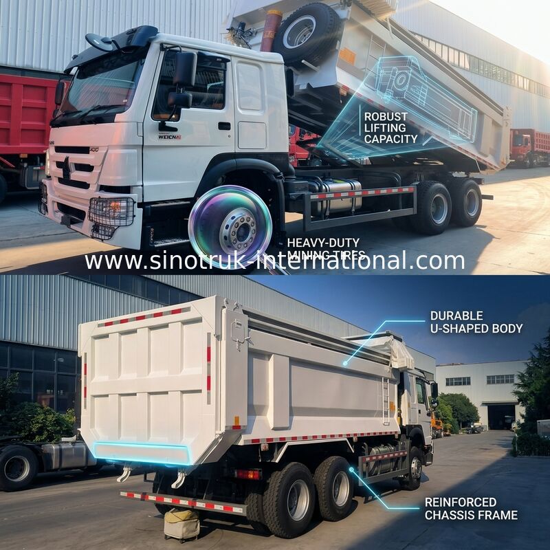 Sinotruk Howo camión de descarga de tiradores 400hp 6 × 4 bandeja en forma de U con lonas automáticas