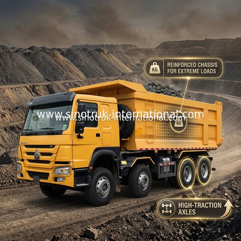 Sinotruk Howo Dump Truck 8 × 4 Lhd 12 ruedas con cuerpo de tirador en forma de U Euro 2