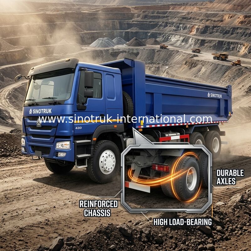 RHD 8×4 12 ruedas ZZ3317V3847B1R Alta potencia Bajo consumo de combustible380HP Camión de retroceso HOWO azul