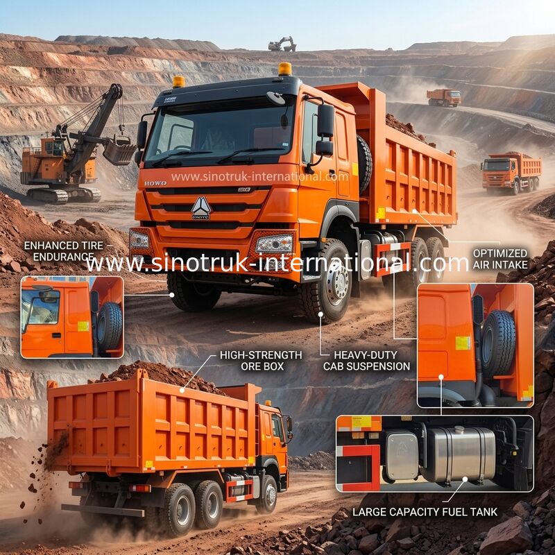 400 CV Orange HOWO Camión con remate RHD 6×4 10 ruedas Alta potencia