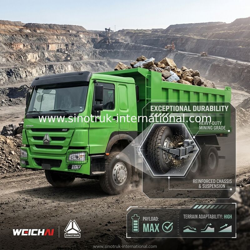 Sinotruk Howo tirador camión de descarga Weichai 400hp 6 × 4 Lhd Verde elevación media