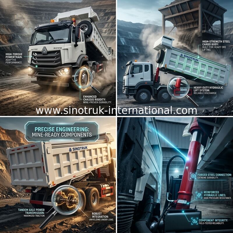 SINOTRUK HOWO Tipper Dump Truck Front Lifting resistente 8×4 RHD