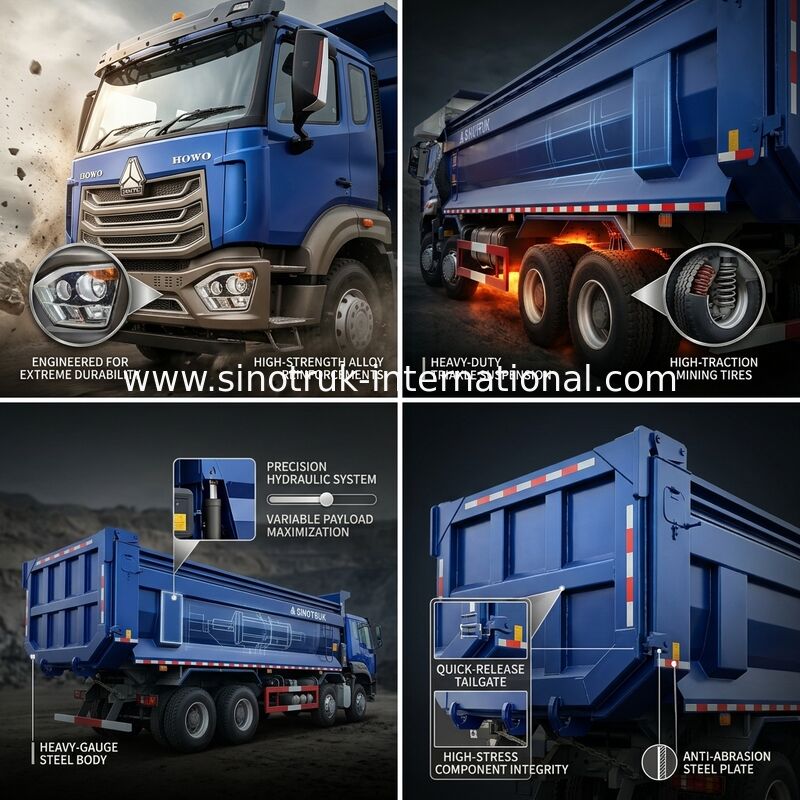 RHD 8×4 10 ruedas 380HP Azul HOWO Camión de remate Alta potencia