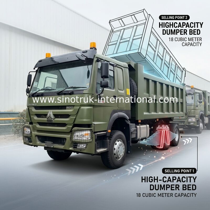 RHD 6×4 10 ruedas ZZ3257V3847B1R 400 CV Green HOWO camión de remate de alta potencia
