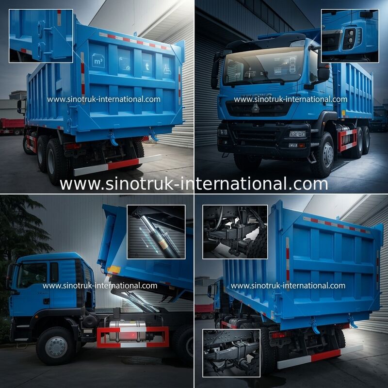 Ruedas azules HOWO Tipper Dump Truck High Horsepower 371HP de LHD 6×4 10