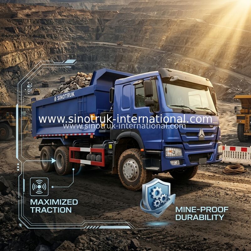 Conducción completaConsumo de combustible bajo 380HP Camión de retroceso HOWO azul RHD 6 × 6 10 ruedas