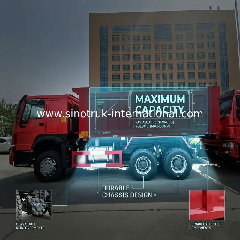 SINOTRUK HOWO Tipper Dump Truck RHD 6×4 336HP en color rojo