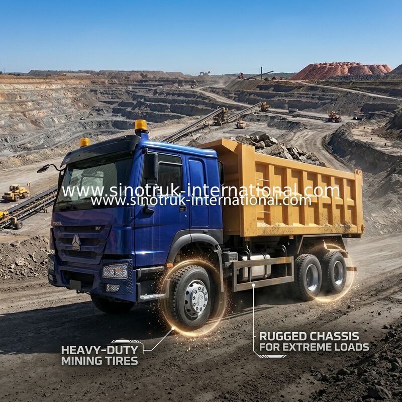 Euro amarillo azul II del CAMIÓN VOLQUETE LHD del VOLQUETE de SINOTRUK HOWO 400HP 6x4