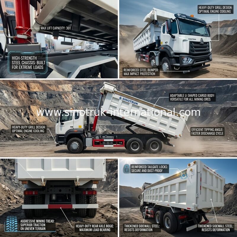 Ruedas HOWO blanco Tipper Dump Truck High Horsepower 371HP de LHD 8×4 12
