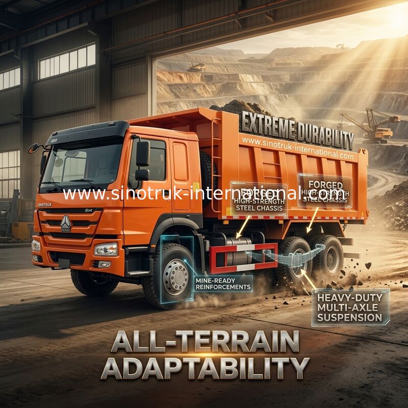 Sinotruk Howo camión de descarga de tiradores Weichai 380hp 6 × 4 5200 - 5800mm para la exportación