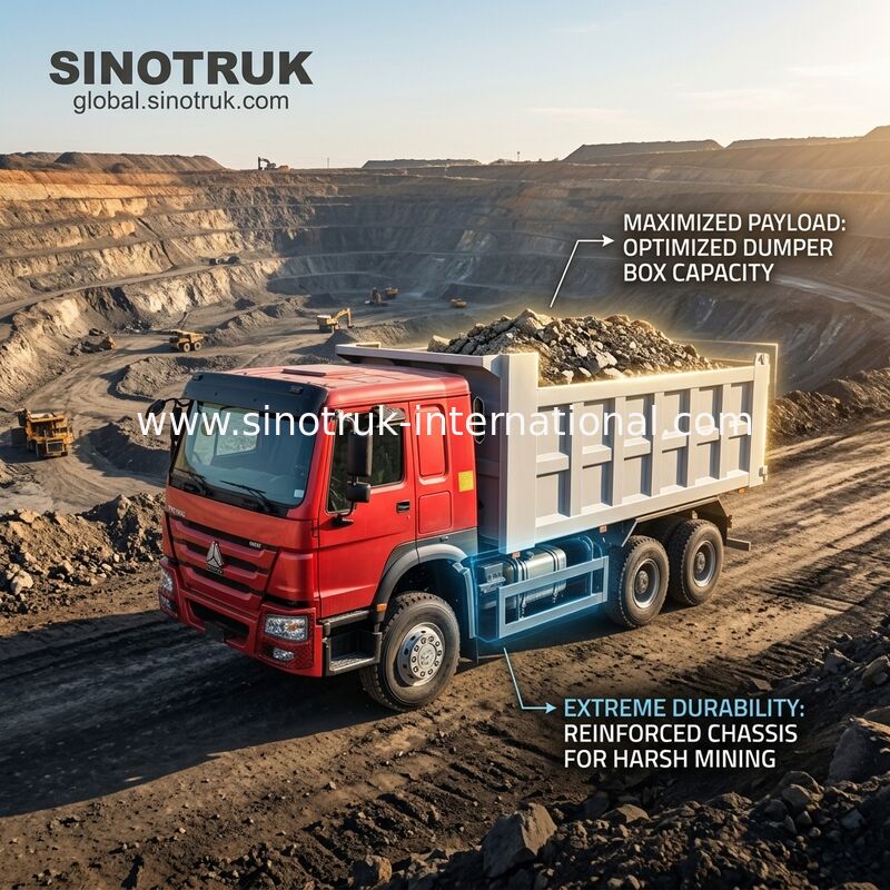 Sinotruk Howo camión de descarga con tirador 400hp 6 × 4 20CBM cilindro hidráulico de elevación frontal