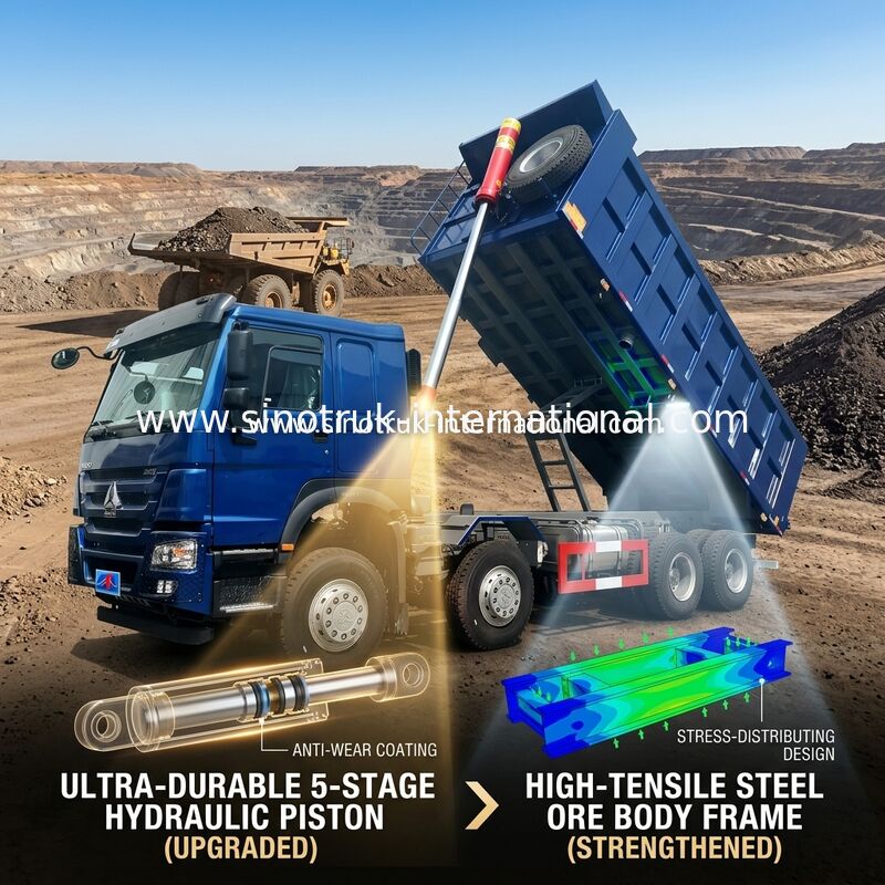 Camión volquete azul de SINOTRUK HOWO LHD 12wheels 8X4 400HP para la explotación minera Front Lifting 50Tons