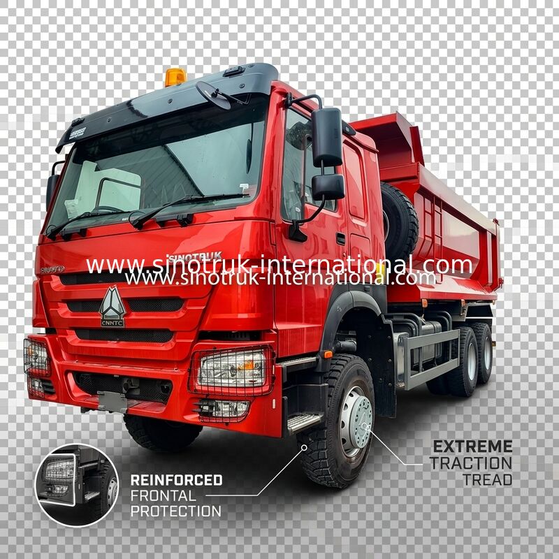 LHD 6×6 10 ruedas ZZ3257V4357B1R 380HP Rojo con todo el tracción HOWO Camión con tirador Alta potencia baja Consumo de combustible