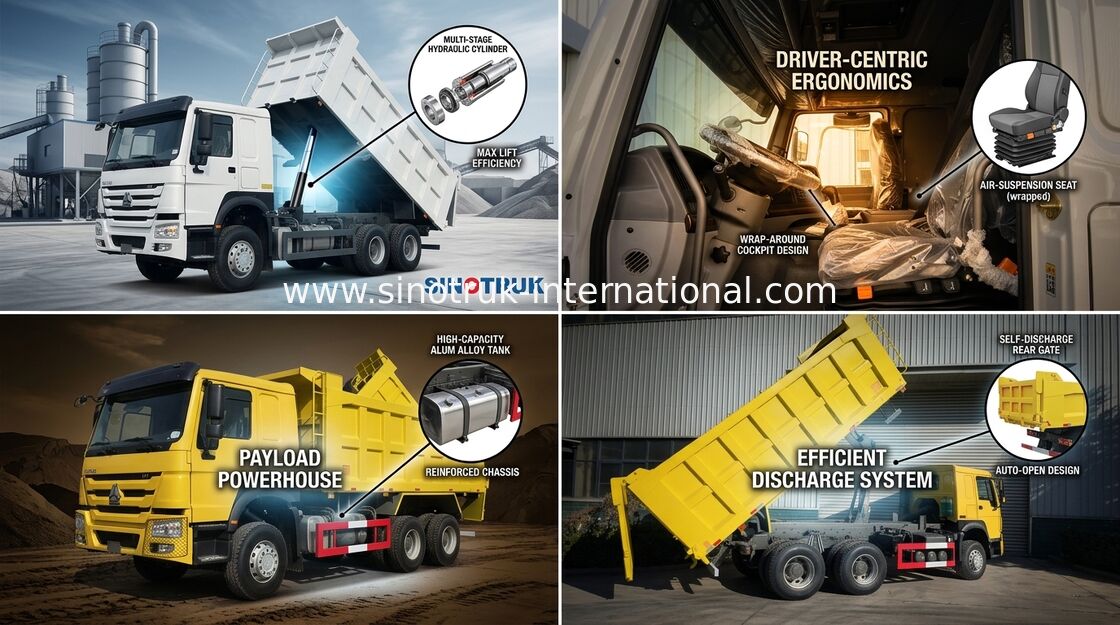 Sinotruk 400hp de Howo 6 x 4 10 de las ruedas elevación media de Tipper Dump Truck