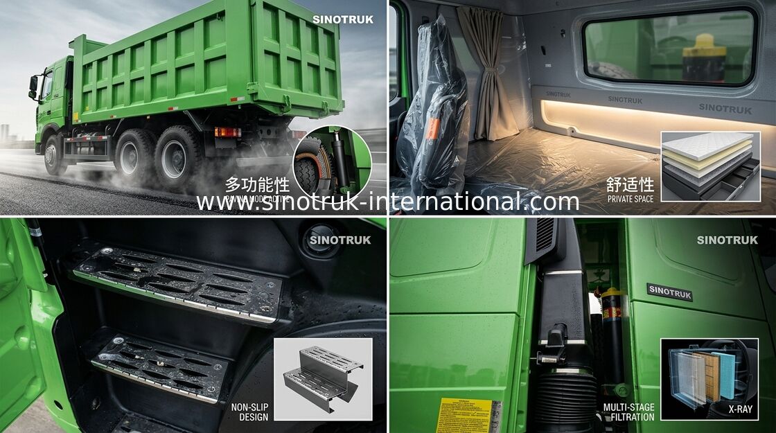 De SINOTRUK HOWO del camión volquete A7 de RHD 6X4 del sistema 30 - 40 toneladas hydráulicas de elevación delanteras