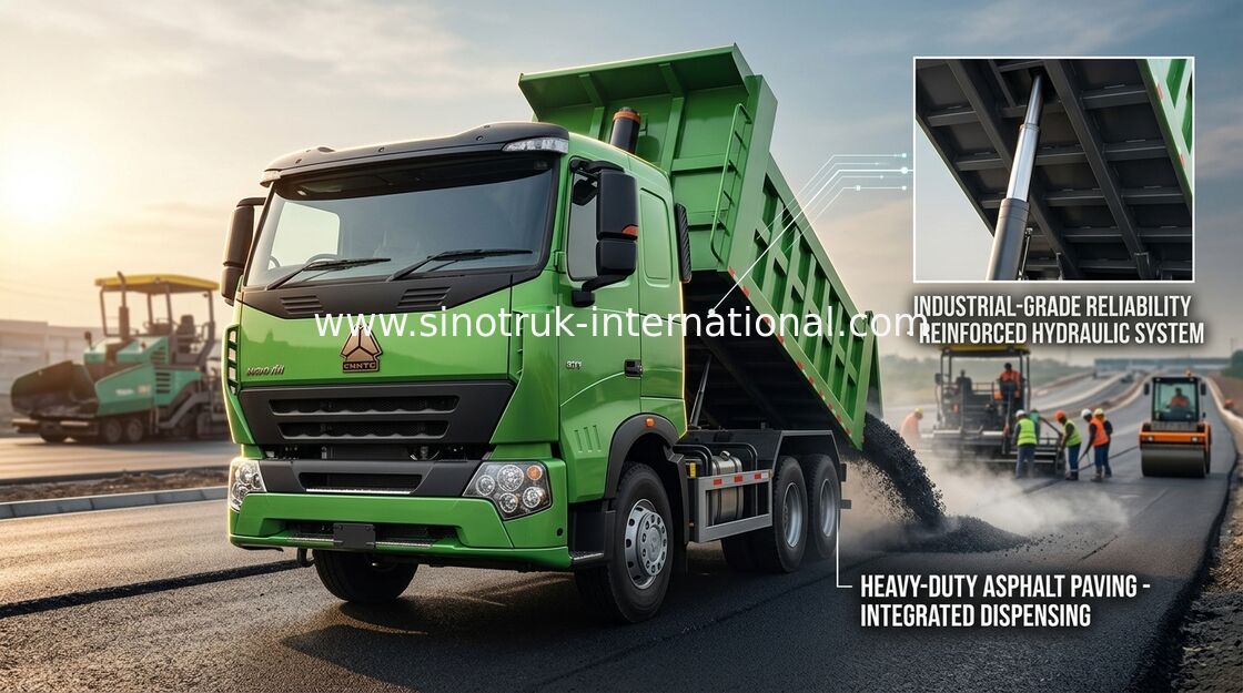 HOWO toneladas del volquete de A7 30 - 40 del camión volquete RHD 6X4 del aire de la suspensión de color verde del limón