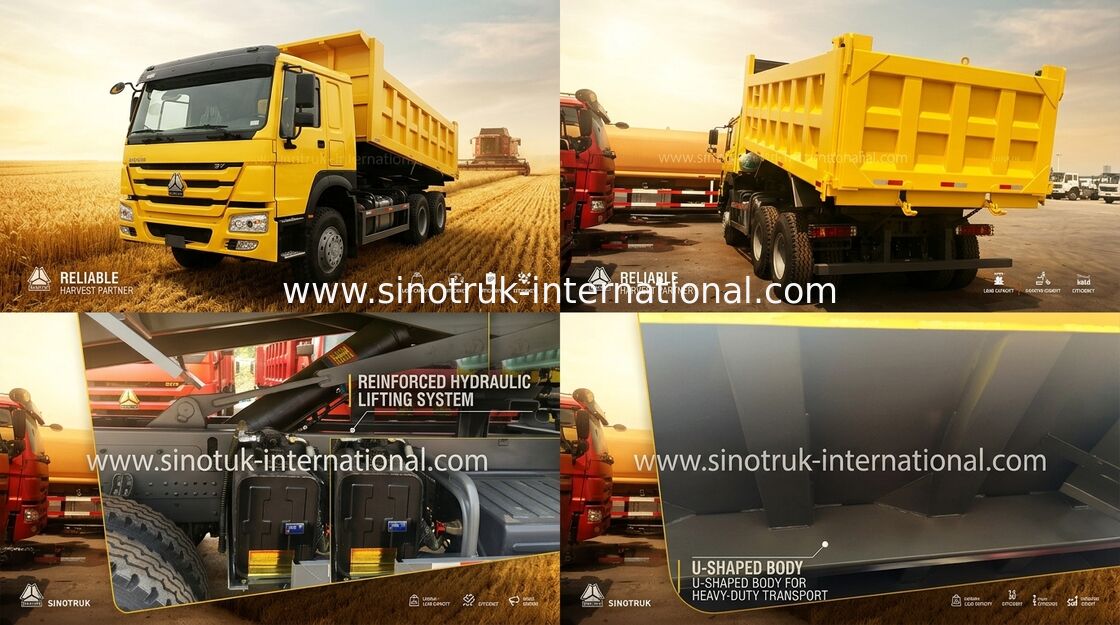 Camión volquete de elevación delantero 4×2, 4×4, 6×2, 6×6 del volquete que conduce bastante fuerte el motor