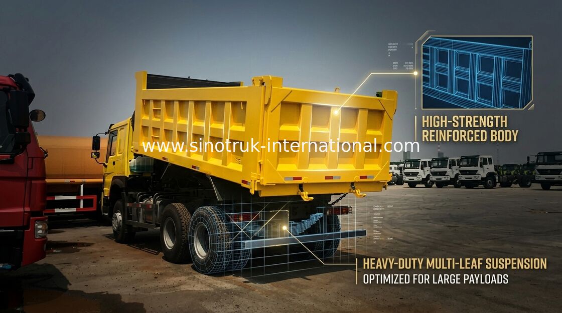 Camión de volquete resistente de Sinotruk Howo de neumático radial de elevación ventral de 6X4 30 - 40 toneladas