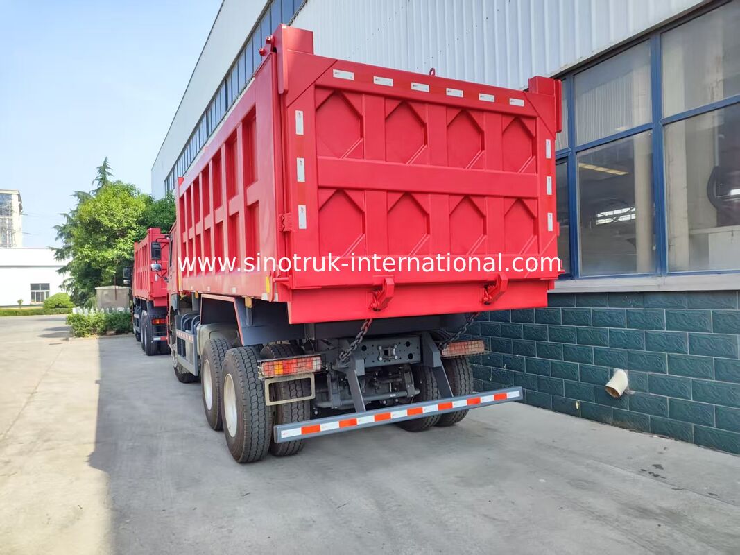Camión rojo de 6*4 de carga pesada 20 metros cúbicos 371 CV Motor, carga útil de 40-50 toneladas para el transporte de minas