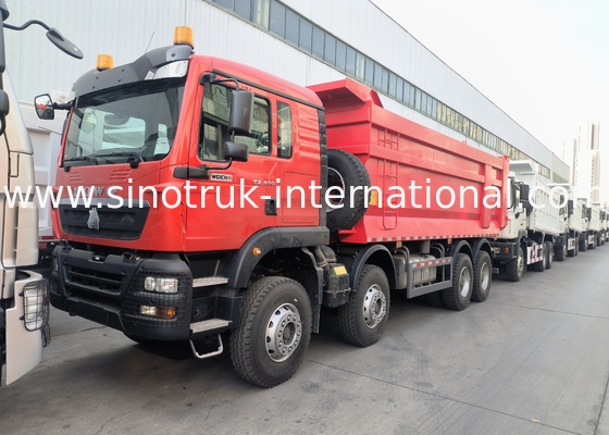 Sinotruk Howo camión de descarga con tirador Tx 400hp Euro 2 8 × 4 Lhd U forma de caja de carga Rojo