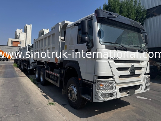 Motor SINOTRUK 371HP 6 × 4 LHD HOWO Camión Volquete Blanco 19-20CBM Elevación Media