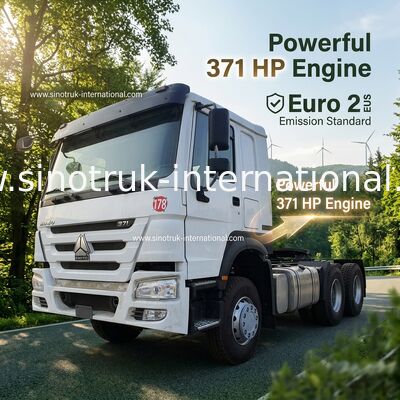 HOWO A7 Camión de tractor usado LHD 6X4 Euro 2 371 CV con dirección hidráulica asistida por potencia Blanco