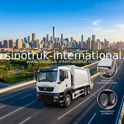 Camión de basura de compresión de gran volumen de 18 m3 con motor de 371 CV y neumáticos pesados para una gestión eficiente de los residuos