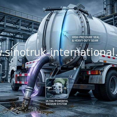 camión 6×4 del vacío de la alcantarilla de 19CBM LHD 336HP para la succión química del sedimento del tanque de las aguas residuales del aceite