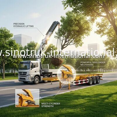cargador montado camión Sidelifter, uno mismo del lado de la grúa de los 20ft los 40ft del envase que carga semi el remolque