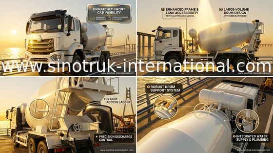 Sinotruk Howo N7 camión mezclador de hormigón 6-10CBM 6 X 4 Euro 2 planta de mezcla