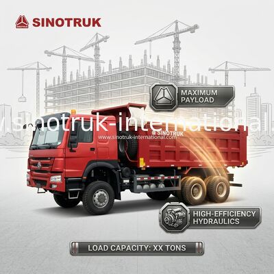 430HP Red HOWO 6 * 6 camión de carga con tracción total con cabina de cara fantasma