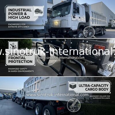 SINOTRUK HOWO 371HP Camión de descarga de tiradores Construcción Vieja cara delantera Bumper militar para áreas mineras